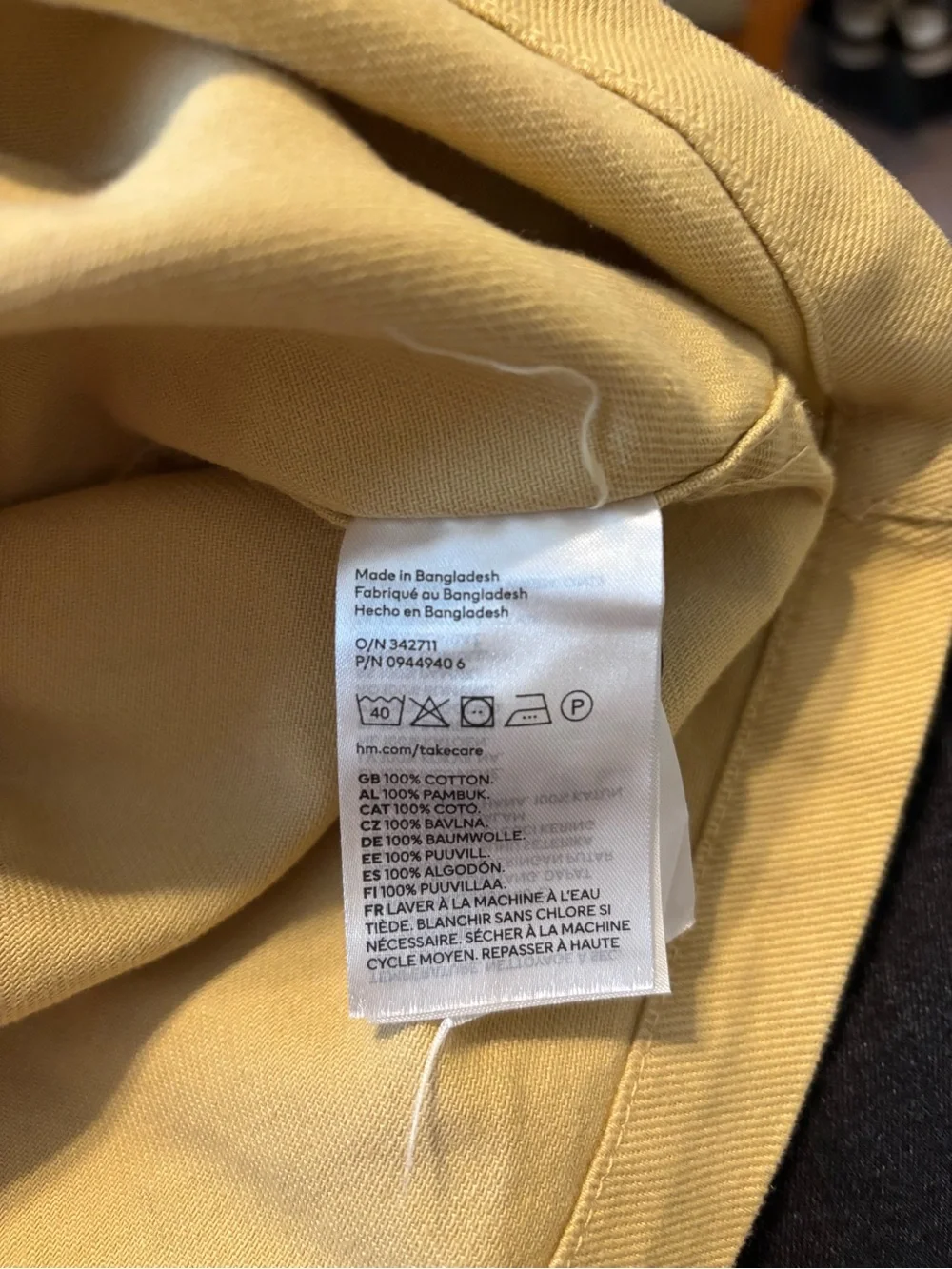 H&M Men's Overshirt Jacket - Yellow